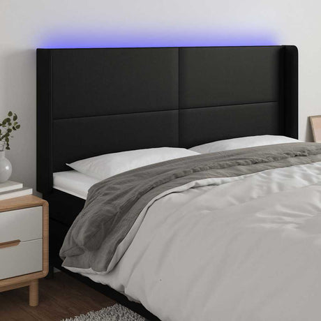 Vidaxl hoofdbord led 203x16x118 128 cm kunstleer zwart
