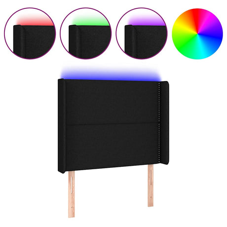 Vidaxl hoofdbord led 83x16x118 128 cm stof zwart