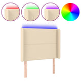 Vidaxl hoofdbord led 93x16x118 128 cm stof crèmekleurig