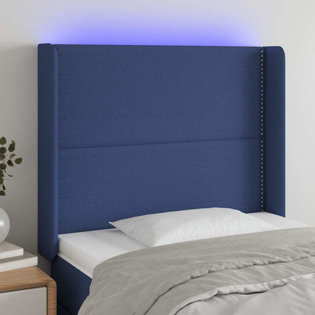 Vidaxl hoofdbord led 93x16x118 128 cm stof blauw