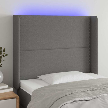 Vidaxl hoofdbord led 103x16x118 128 cm stof donkergrijs