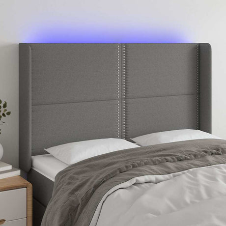 Vidaxl hoofdbord led 147x16x118 128 cm stof donkergrijs