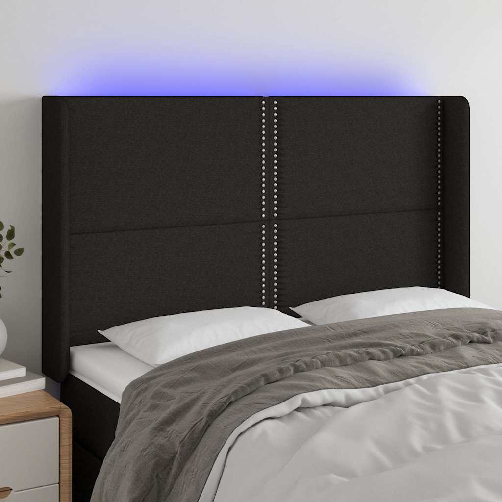 Vidaxl hoofdbord led 147x16x118 128 cm stof zwart