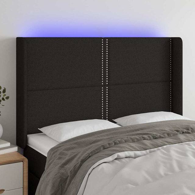 Vidaxl hoofdbord led 147x16x118 128 cm stof zwart