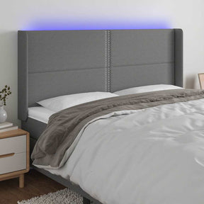 Vidaxl hoofdbord led 183x16x118 128 cm stof donkergrijs
