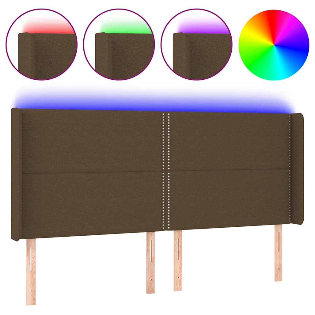 Vidaxl hoofdbord led 183x16x118 128 cm stof donkerbruin