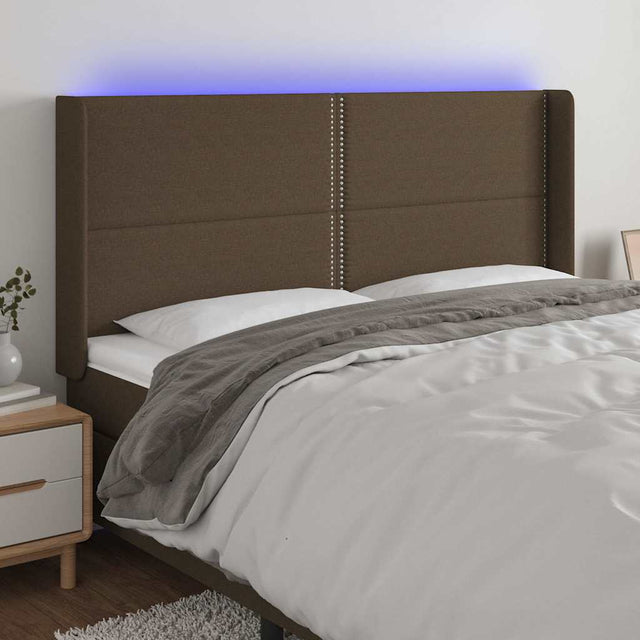 Vidaxl hoofdbord led 183x16x118 128 cm stof donkerbruin