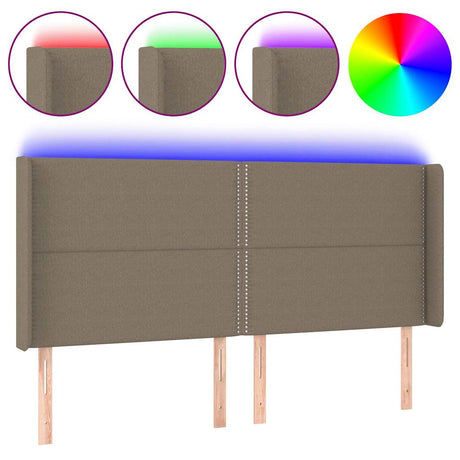 Vidaxl hoofdbord led 183x16x118 128 cm stof taupe