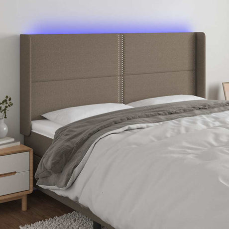 Vidaxl hoofdbord led 203x16x118 128 cm stof taupe