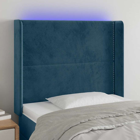 Vidaxl hoofdbord led 103x16x118 128 cm fluweel donkerblauw