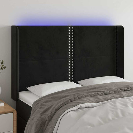 Vidaxl hoofdbord led 147x16x118 128 cm fluweel zwart