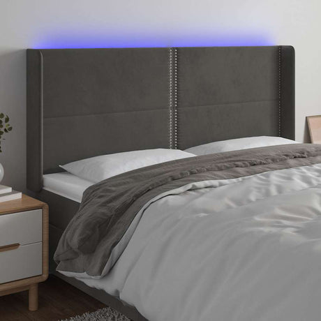 Vidaxl hoofdbord led 163x16x118 128 cm fluweel donkergrijs