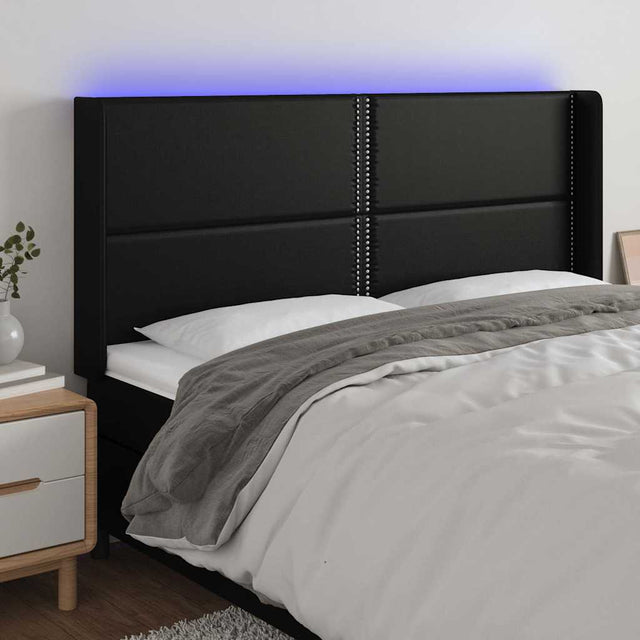 Vidaxl hoofdbord led 203x16x118 128 cm kunstleer zwart