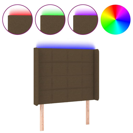 Vidaxl hoofdbord led 83x16x118 128 cm stof donkerbruin