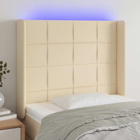 Vidaxl hoofdbord led 93x16x118 128 cm stof crèmekleurig