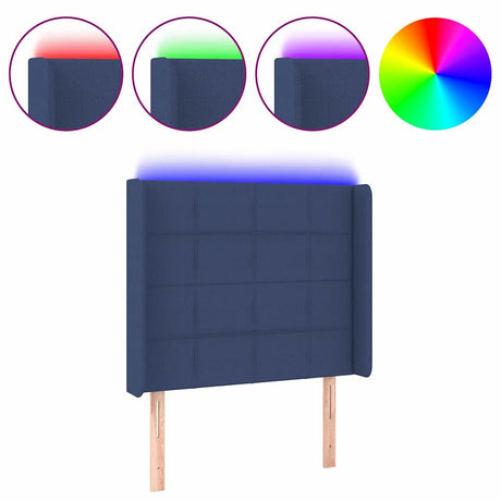 Vidaxl hoofdbord led 93x16x118 128 cm stof blauw