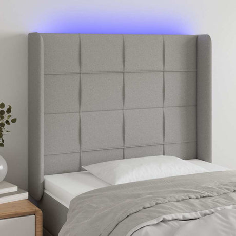 Vidaxl hoofdbord led 103x16x118 128 cm stof lichtgrijs