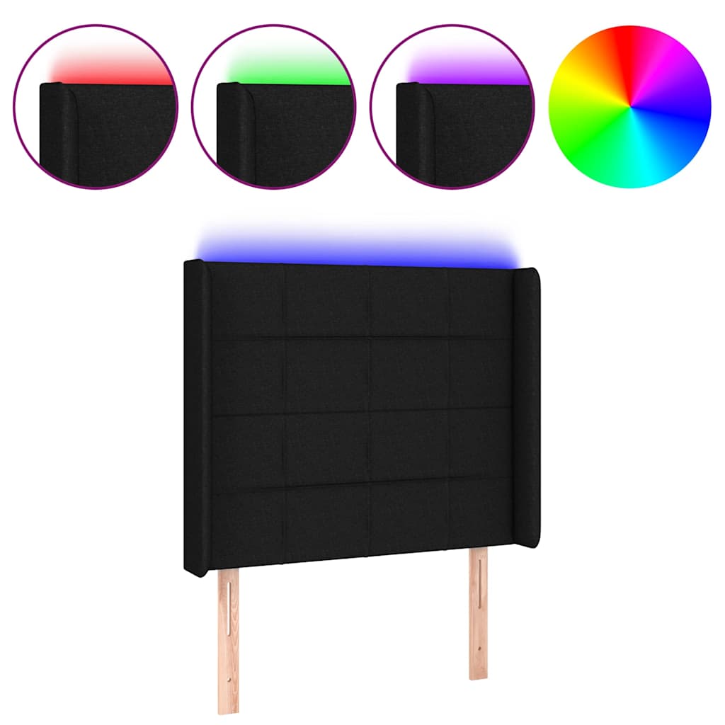 Vidaxl hoofdbord led 103x16x118 128 cm stof zwart