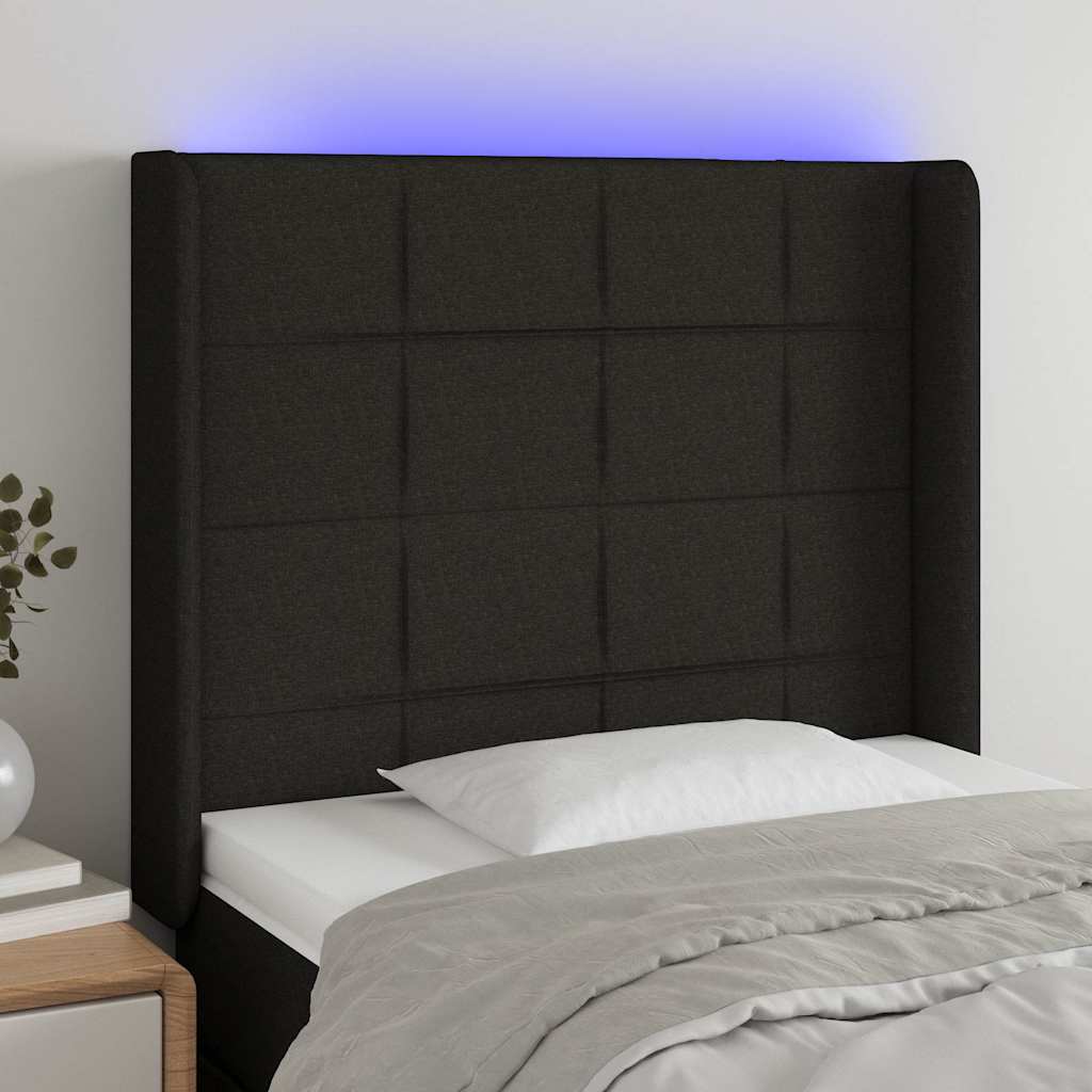 Vidaxl hoofdbord led 103x16x118 128 cm stof zwart