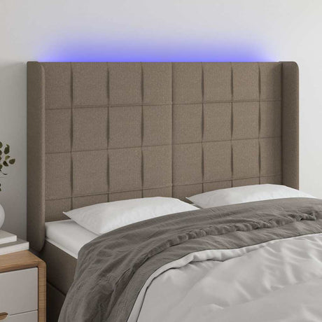 Vidaxl hoofdbord led 147x16x118 128 cm stof taupe