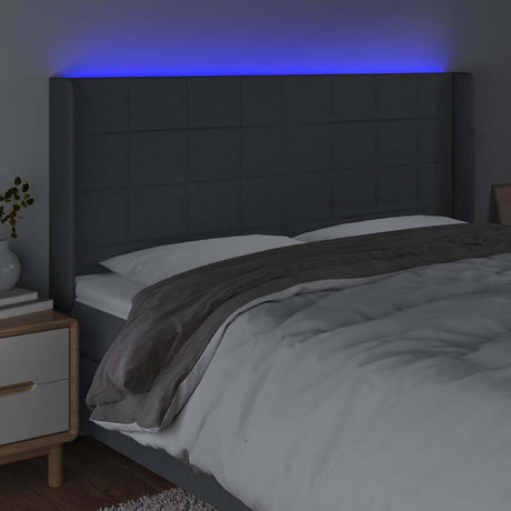 Vidaxl hoofdbord led 163x16x118 128 cm stof donkergrijs