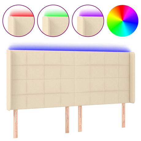 Vidaxl hoofdbord led 163x16x118 128 cm stof crèmekleurig