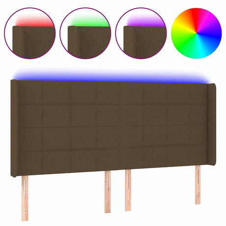 Vidaxl hoofdbord led 183x16x118 128 cm stof donkerbruin