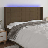 Vidaxl hoofdbord led 183x16x118 128 cm stof donkerbruin