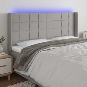 Vidaxl hoofdbord led 203x16x118 128 cm stof lichtgrijs