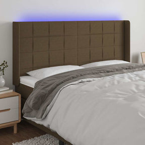 Vidaxl hoofdbord led 203x16x118 128 cm stof donkerbruin