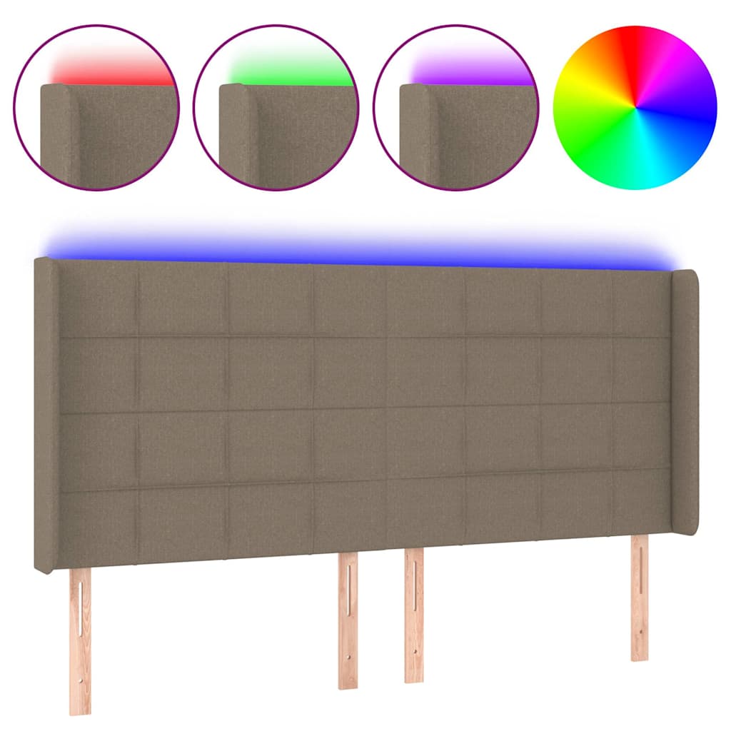 Vidaxl hoofdbord led 203x16x118 128 cm stof taupe
