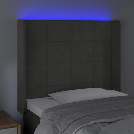 Vidaxl hoofdbord led 83x16x118 128 cm fluweel donkergrijs