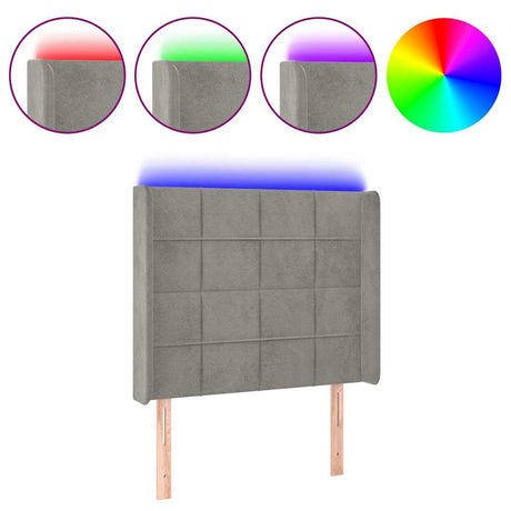 Vidaxl hoofdbord led 93x16x118 128 cm fluweel lichtgrijs