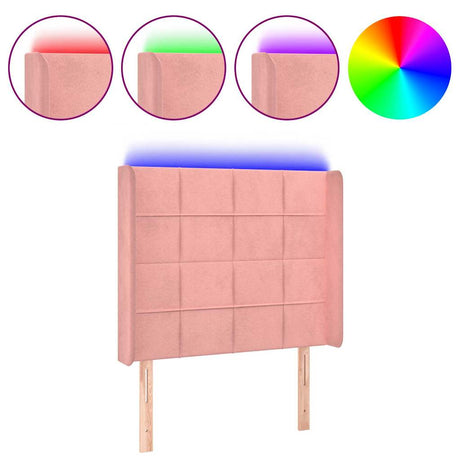Vidaxl hoofdbord led 93x16x118 128 cm fluweel roze