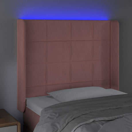 Vidaxl hoofdbord led 93x16x118 128 cm fluweel roze