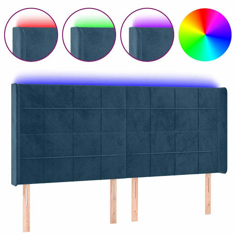 Vidaxl hoofdbord led 163x16x118 128 cm fluweel donkerblauw