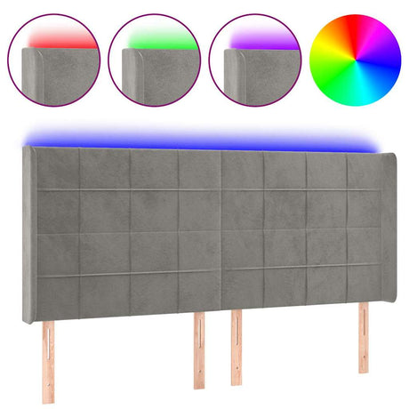 Vidaxl hoofdbord led 203x16x118 128 cm fluweel lichtgrijs