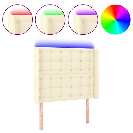 Vidaxl hoofdbord led 83x16x118 128 cm kunstleer crèmekleurig