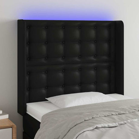 Vidaxl hoofdbord led 93x16x118 128 cm kunstleer zwart