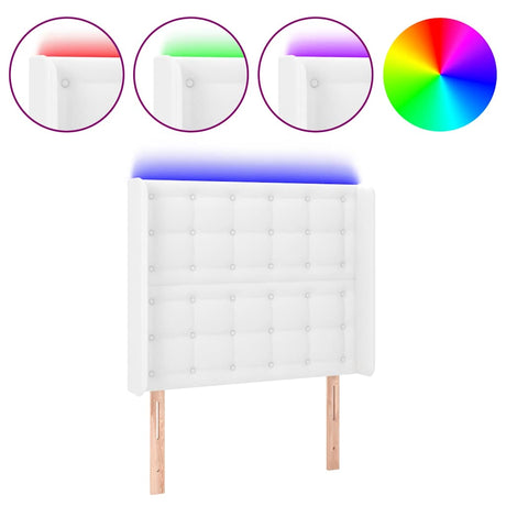 Vidaxl hoofdbord led 103x16x118 128 cm kunstleer wit