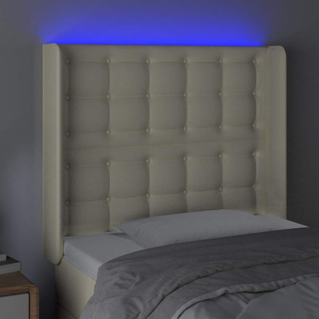 Vidaxl hoofdbord led 103x16x118 128 cm kunstleer crèmekleurig