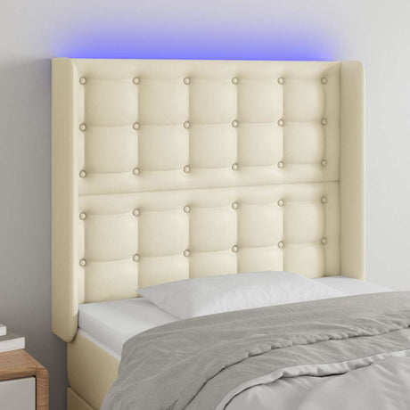 Vidaxl hoofdbord led 103x16x118 128 cm kunstleer crèmekleurig