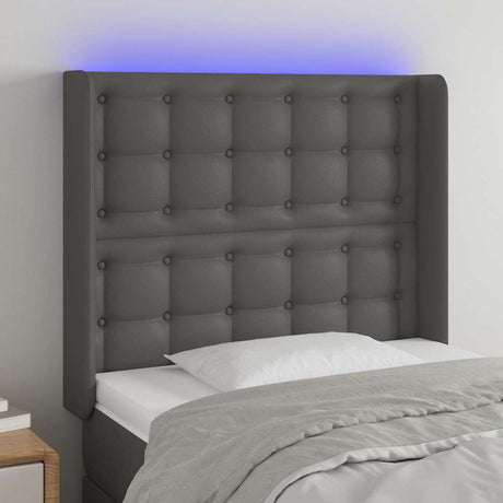 Vidaxl hoofdbord led 103x16x118 128 cm kunstleer grijs