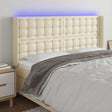 Vidaxl hoofdbord led 163x16x118 128 cm kunstleer crèmekleurig