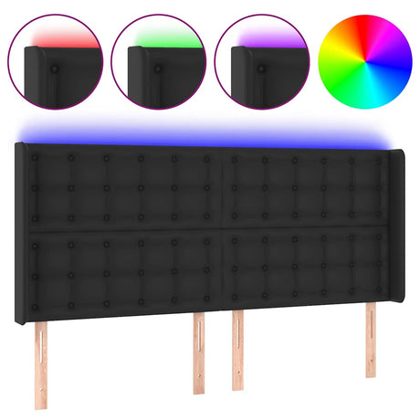 Vidaxl hoofdbord led 183x16x118 128 cm kunstleer zwart