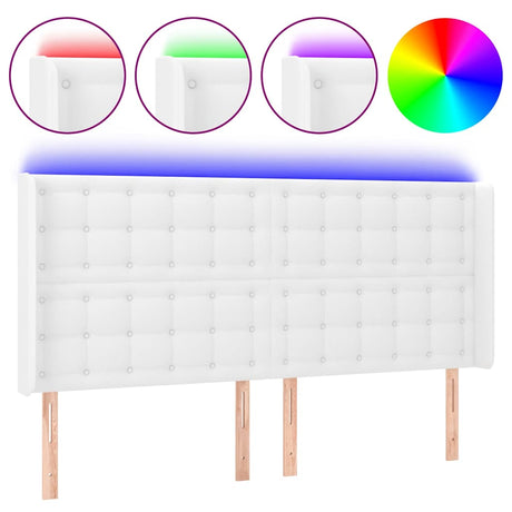 Vidaxl hoofdbord led 203x16x118 128 cm kunstleer wit