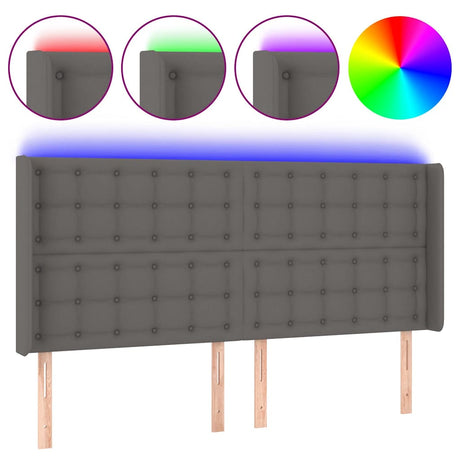 Vidaxl hoofdbord led 203x16x118 128 cm kunstleer grijs