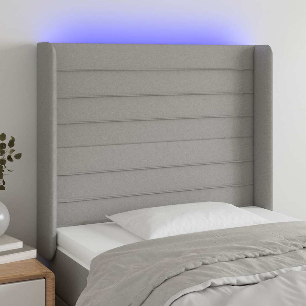 Vidaxl hoofdbord led 83x16x118 128 cm stof lichtgrijs