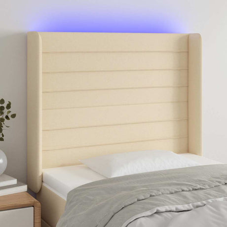Vidaxl hoofdbord led 83x16x118 128 cm stof crèmekleurig