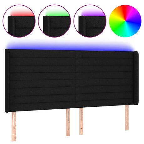 Vidaxl hoofdbord led 183x16x118 128 cm stof zwart